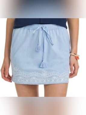 Vineyard Vines Shell Flower Embroidery Drawstring Mini Skirt Preppy Blue XL